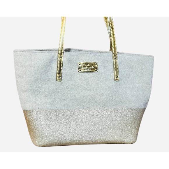 Kate Spade Harmony Frosted Gold Wool Tote J680 Limited Edition - Picture 2 of 8